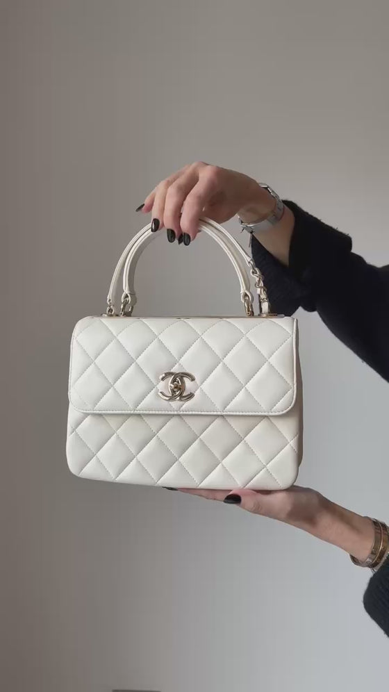 Chanel Off White Trendy CC Flap Bag In Quilted Lambskin Leather