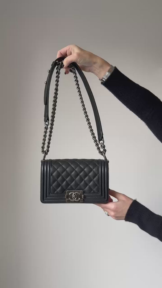 Chanel Small Black Boy Bag Caviar Leather