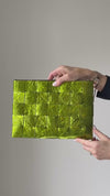 Bottega Veneta Chlorophyll And Silver Metallic Medium Flat Pouch