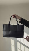 Bottega Veneta Medium Arco Intrecciato Black Leather Tote Bag