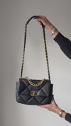 Chanel 19 Small Medium Black Goatskin Leather Flap Bag
