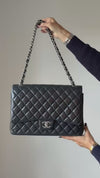 Chanel Maxi Black Lambskin Leather Classic Double Flap Bag