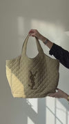 Saint Laurent Icare Beige Nubuck Suede Maxi Shopping Tote Bag