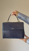 Prada Navy Crocodile Leather Tote Bag