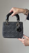 Christian Dior Mini Lady Dior Gauze And Patent Leather Bag