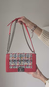 Chanel Fantasy Tweed And Coral Leather Medium Boy Bag