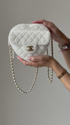 Chanel White Leather Heart Bag