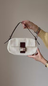 Fendi Vintage Off White Perforated Baguette Bag