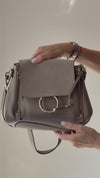 Chloé Faye Motty Grey Leather And Suede Backpack
