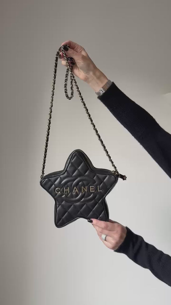 Chanel Black Leather Limited Edition Star Handbag