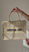 Christian Dior Dior Or Lace Butterfly Medium Book Tote Bag