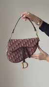 Dior Burgundy Oblique Fabric Leather Saddle Bag