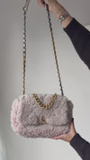 Chanel 19 Small Medium Pink Shearling Leather Flap Bag