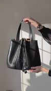 Alaia Rose Marie  Black Croc Embossed Leather Tote Bag