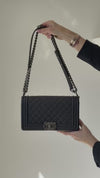 Chanel  Black Leather Old Medium Boy Bag
