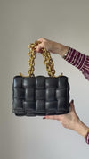 Bottega Veneta The Chain Cassette Black Leather Bag