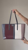 Aspinal Of London Navy Burgundy Cream Leather Tote Bag