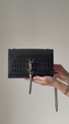 Saint Laurent Kate Black Mock Croc Monogram tassel bag