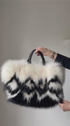Prada Black And White Fur Tote Bag