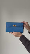 Hermès Kelly To Go Wallet Blue Epsom Leather