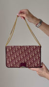Christian Dior Vintage Burgundy Leather And Oblique Fabric Envelope Bag