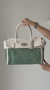 Mulberry Bayswater Buckle Woven Leather Jungle Green And Cream Bag