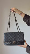 Chanel Black Caviar Leather Jumbo Single Flap Classic Bag