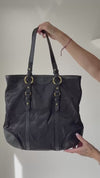 Lauren By Ralph Lauren Black Fabric And Leather Equestrian Bag