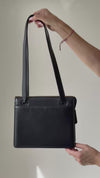 Chanel Vintage Black Leather Logo Shoulder Bag