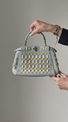 Fendi Minipeekaboo Sky Blue Nappa Leather Crystal Bag