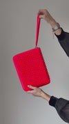 Christian Louboutin Red Patent  Spike Clutch Bag