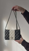Chanel Black And  White Leather Wallet On Chain Bag