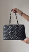 Chanel Grand Shopper Black Caviar Leather Tote Bag