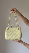 Bottega Veneta Andiamo Top Handle Light Yellow Leather Bag