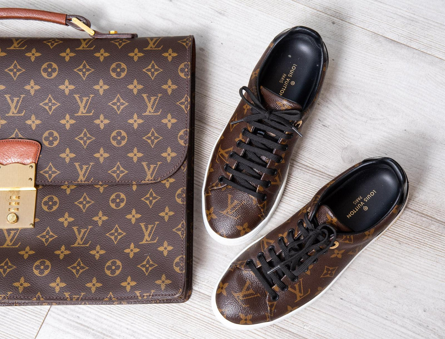 Louis Vuitton Front Row Brown Monogram Leather Trainer