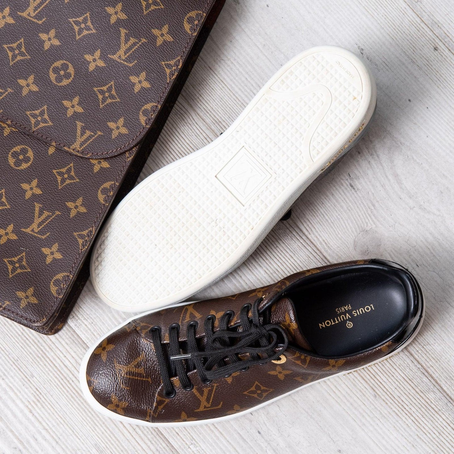 Louis Vuitton LV frontrow trainer Brown Leather ref.204290 - Joli