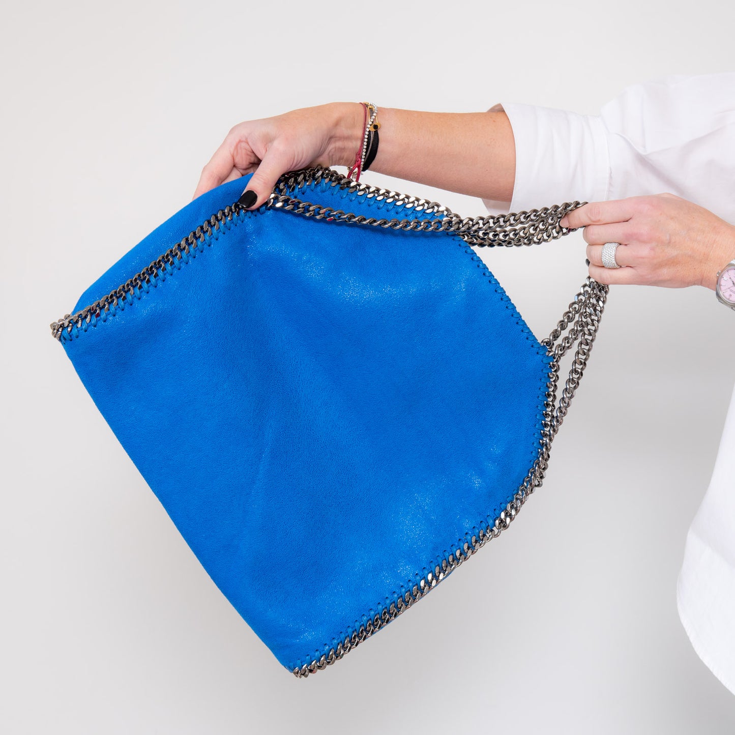 Stella McCartney Iconic Falabella Cobalt Blue Triple Chain  Tote Bag