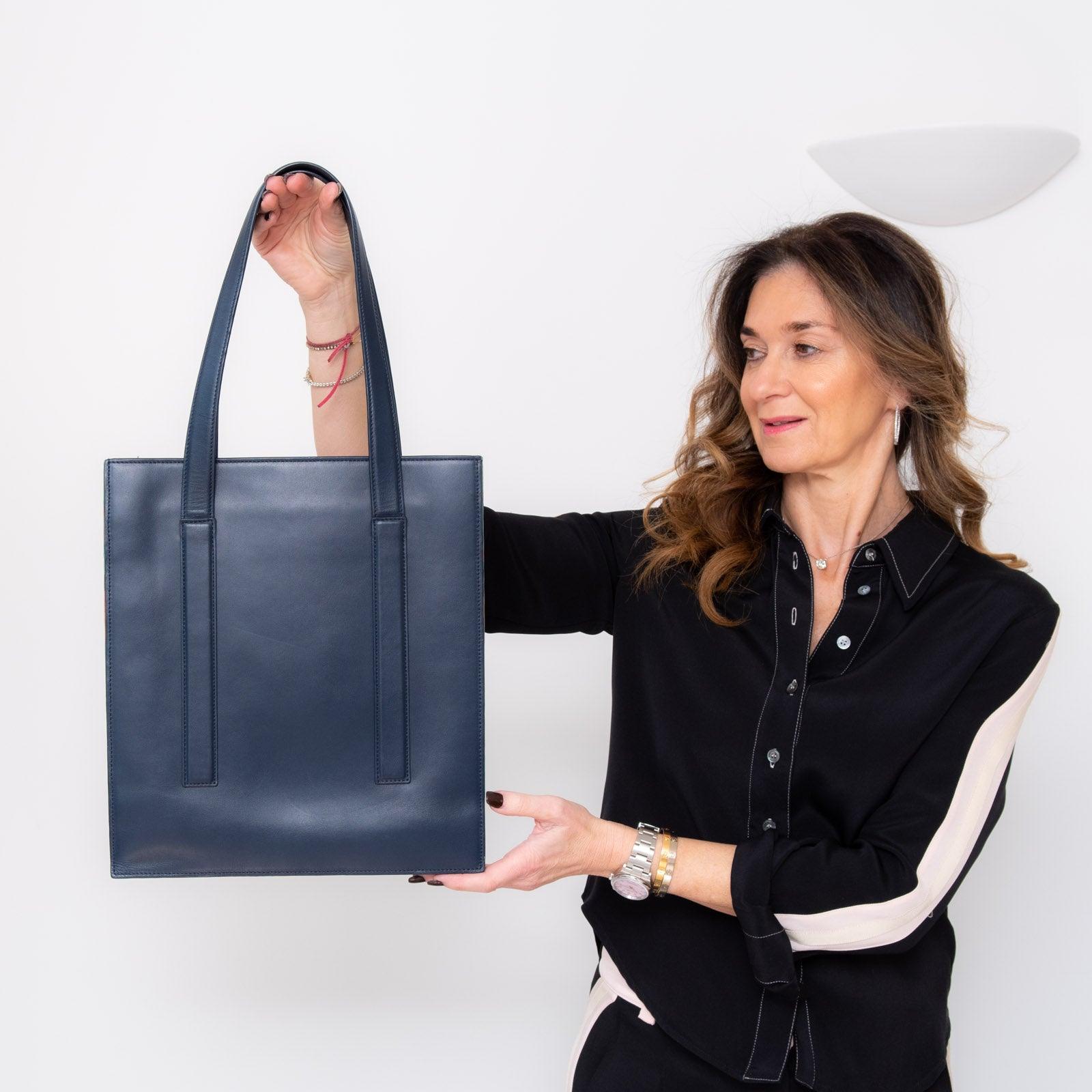 Structured leather online tote