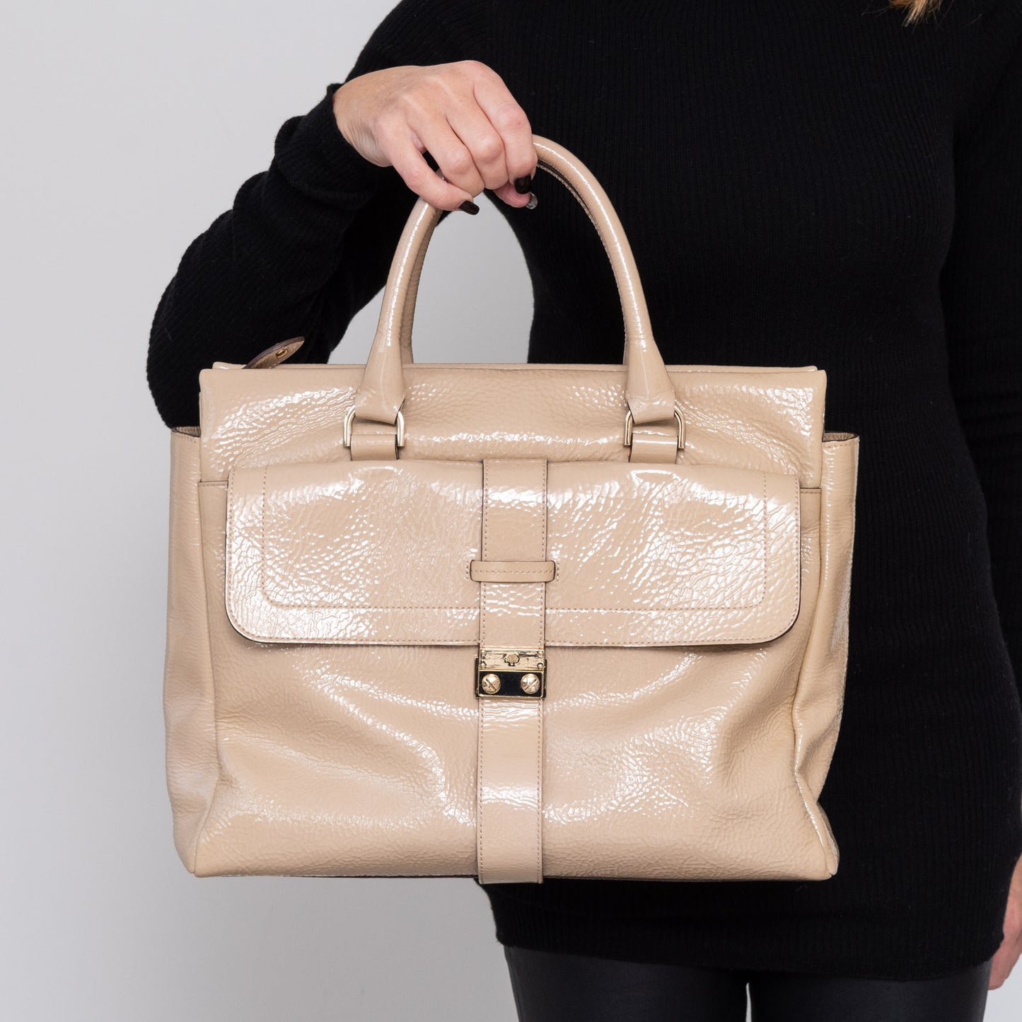 Cream Patent Leather Satchel Bag – EVEYSPRELOVED