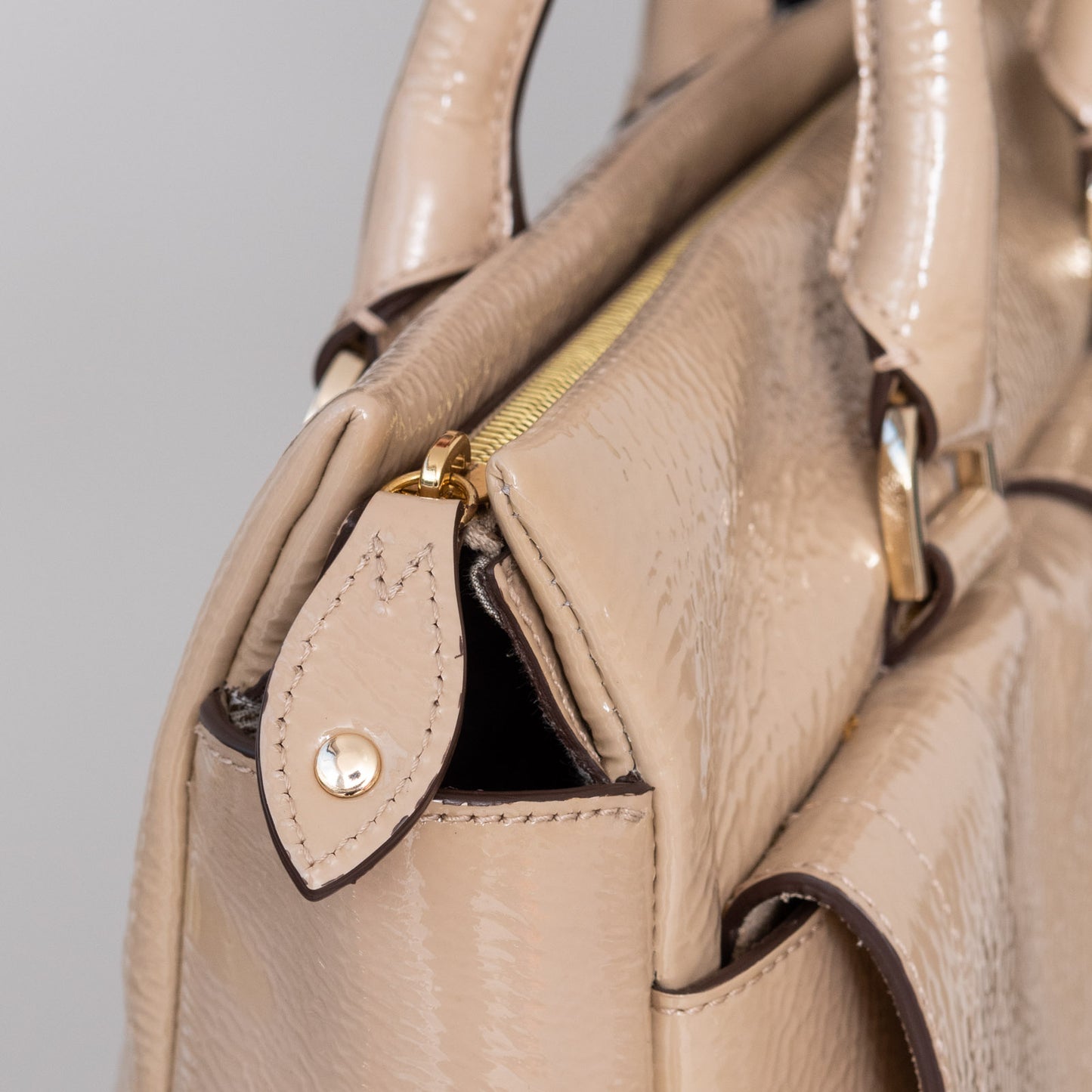Mulberry Harriet Cream Patent Leather Satchel Bag