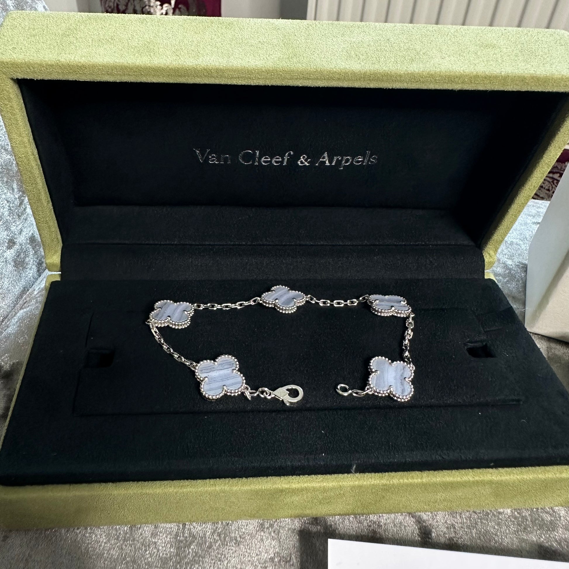Van Cleef & Arpels, Vintage Alhambra Bracelet, 5 Motifs, Chalcedony - EVEYSPRELOVED